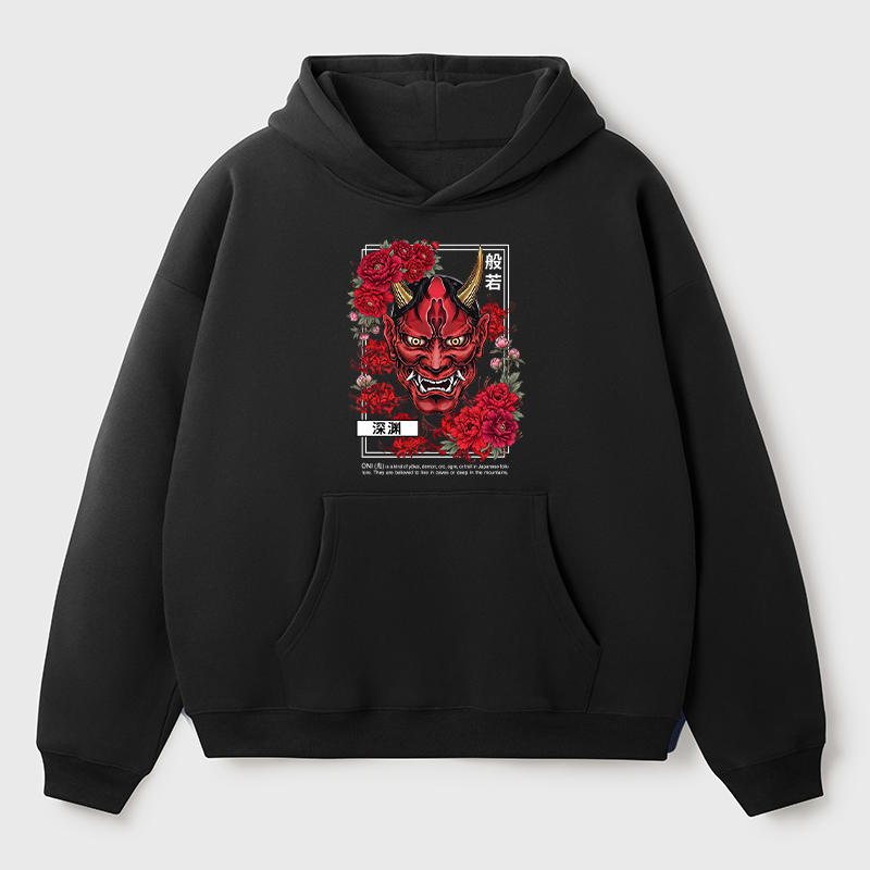 Tokyo-Tiger Cool Oni Floral Art Adult Fleece Hoodie
