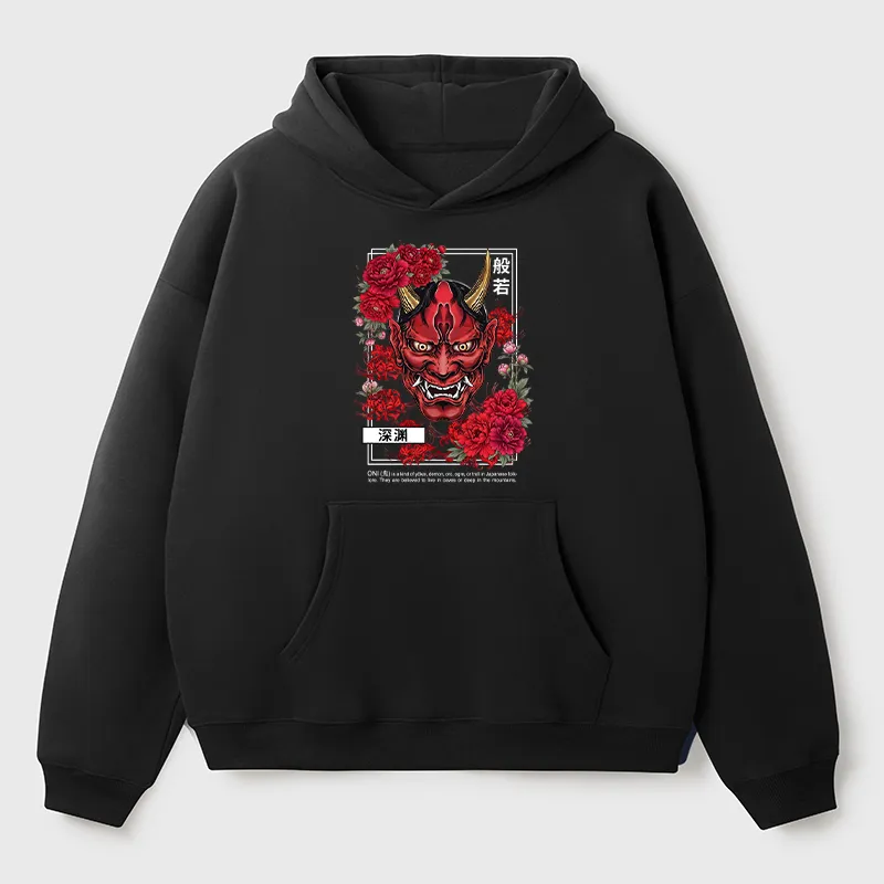 Tokyo-Tiger Cool Oni Floral Art Adult Fleece Hoodie