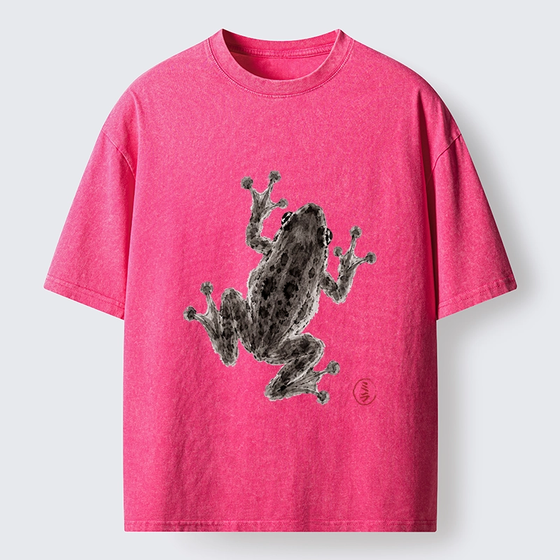 Tokyo‑Tiger Zen Frog Art Washed T‑Shirt