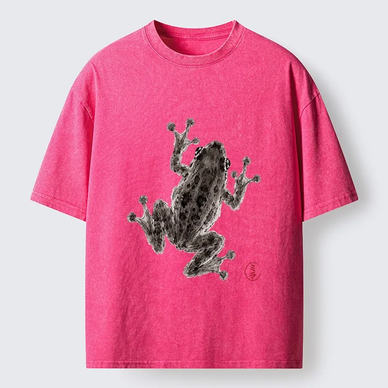 Tokyo‑Tiger Zen Frog Art Washed T‑Shirt