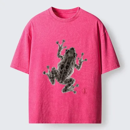 Tokyo‑Tiger Zen Frog Art Washed T‑Shirt