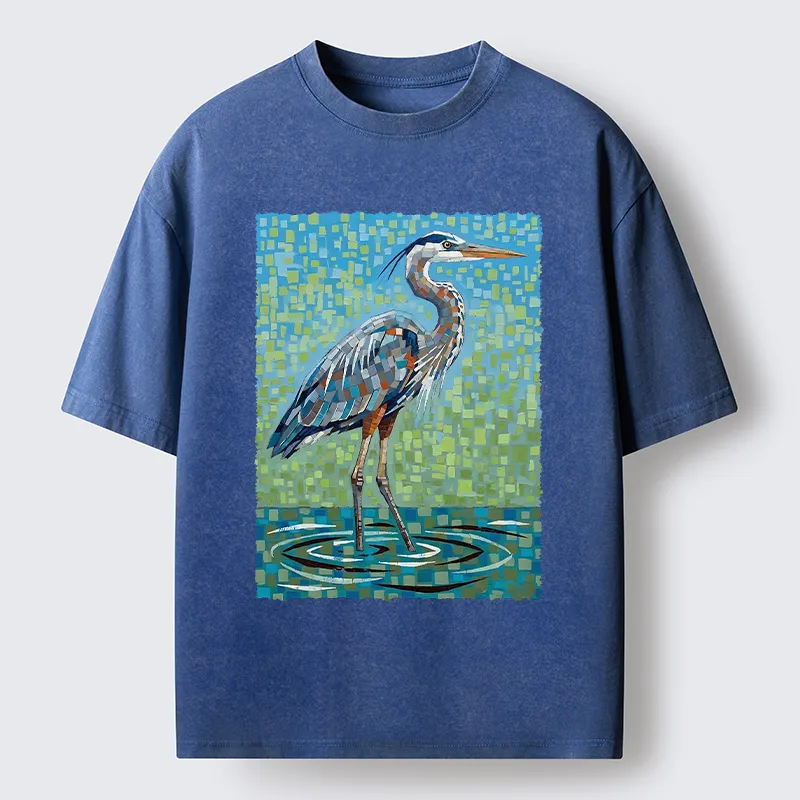 Tokyo-Tiger Color Block Heron Washed T-Shirt