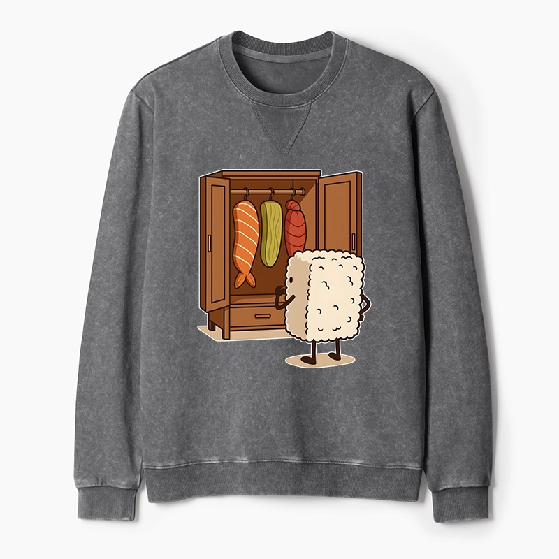 Tokyo-Tiger Sushi Pick Out Clothes Washed Terry Sweatshirt