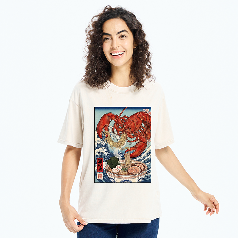 Tokyo-Tiger Lobster Ramen Wave Washed T-Shirt