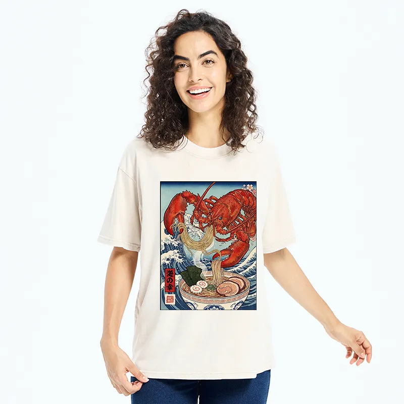 Tokyo-Tiger Lobster Ramen Wave Washed T-Shirt