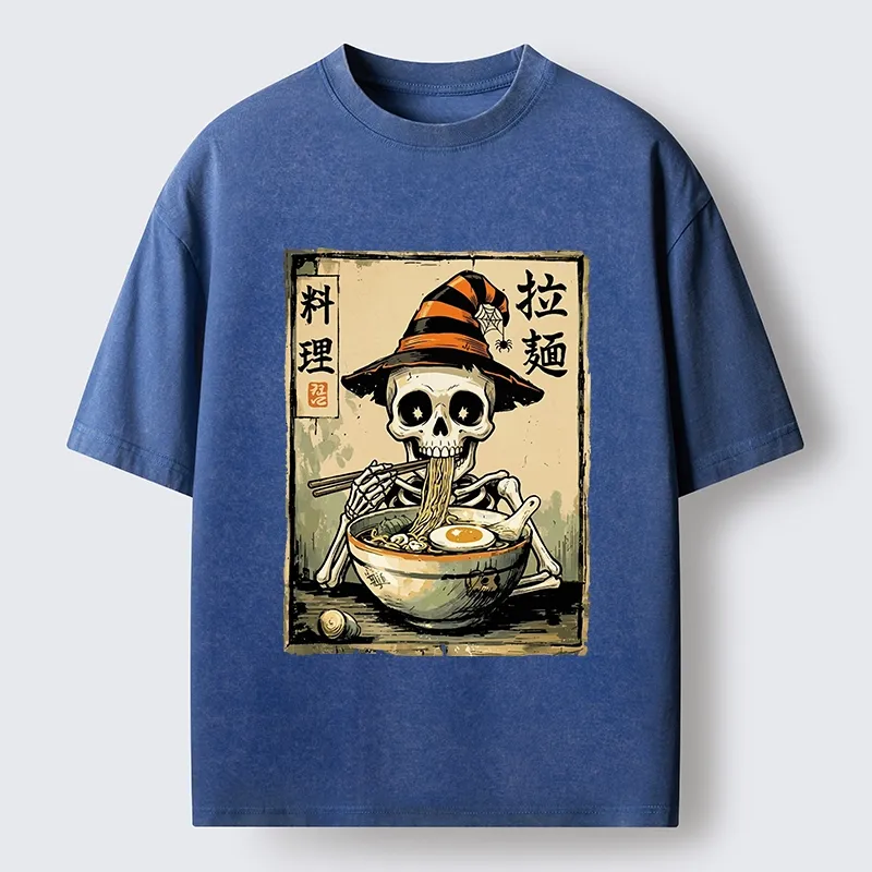 Tokyo‑Tiger Funny Skull Ramen Washed T‑Shirt