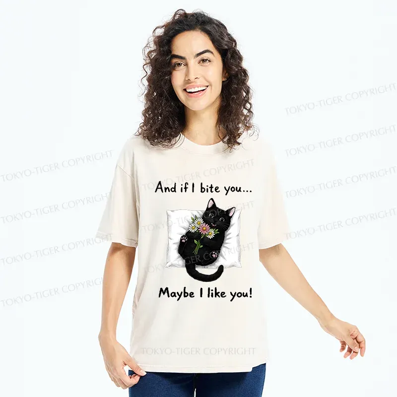 Tokyo-Tiger Cat's Expression Of Love Washed T-Shirt