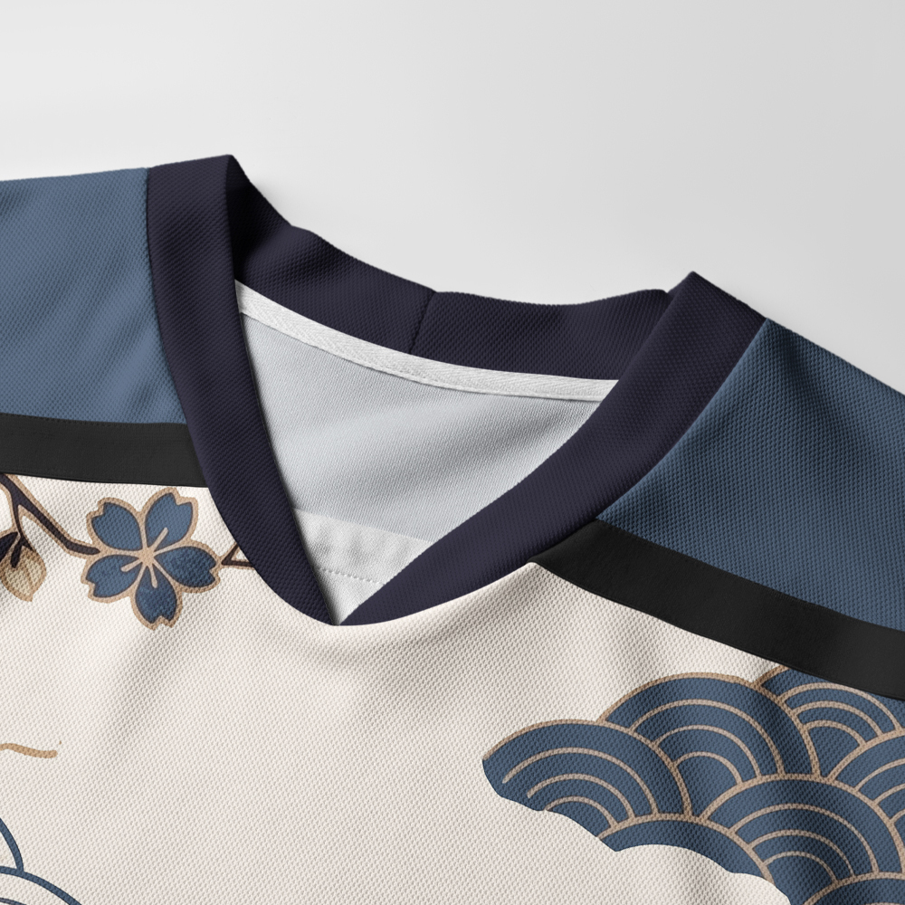 Tokyo-Tiger Japanese Bat Eating Ramen Long-Sleeve Hockey Jersey