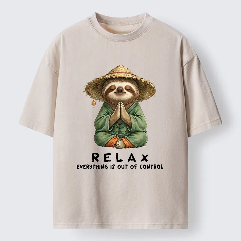 Tokyo‑Tiger Zen Relax Sloth Graphic Washed T‑Shirt Sale