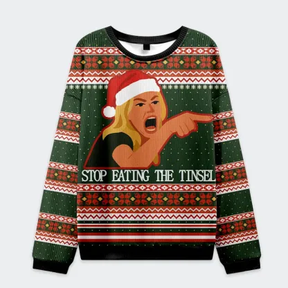 Tokyo-Tiger Stop Eating The Tinsel Cat Christmas Ugly Sweatshirt