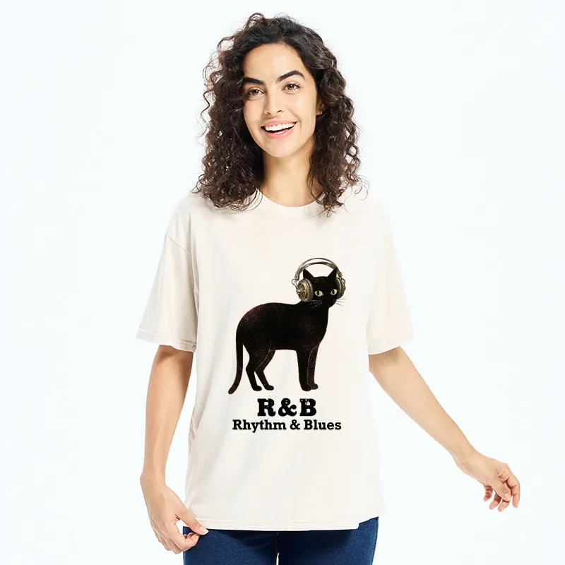 Tokyo‑Tiger Cat Headphone Groove Washed T-Shirt