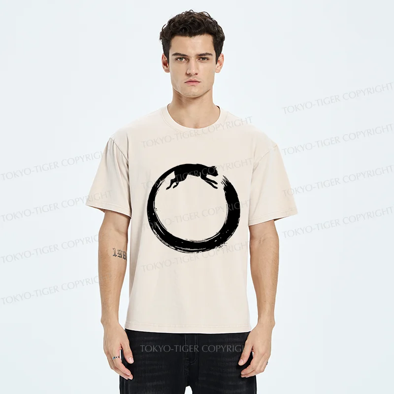 Tokyo-Tiger Cat's Circle Washed T-Shirt