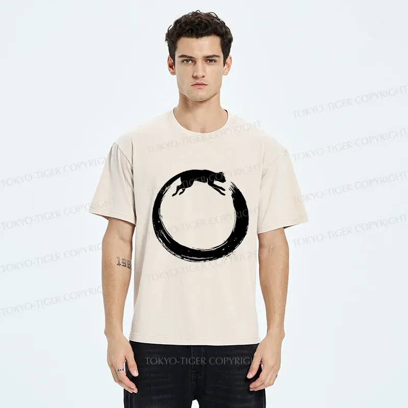 Tokyo-Tiger Cat's Circle Washed T-Shirt