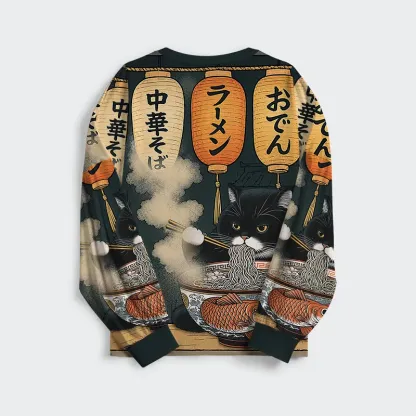Tokyo-Tiger Fat Cat Eating Ramen Family Pajama Sets