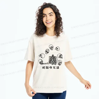 Tokyo-Tiger Skeleton Performing Acrobatics Washed T-Shirt