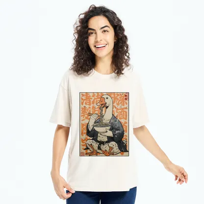 Tokyo-Tiger Duck Samurai Eats Ramen Washed T-Shirt