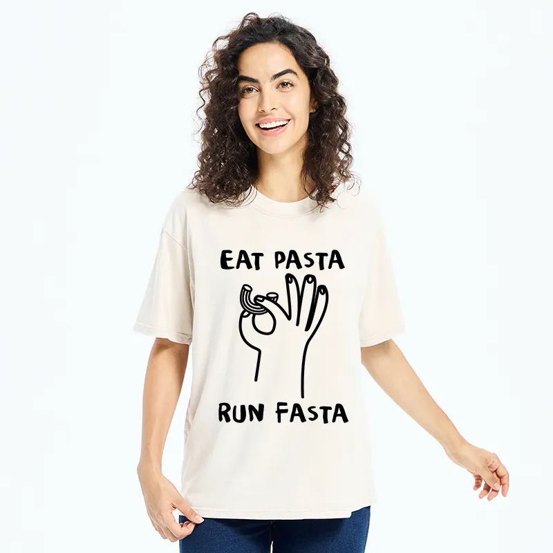 Tokyo-Tiger Eat Delicious Pasta Washed T-Shirt