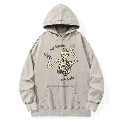 Tokyo-Tiger Skeletons Feel No Pain Washed Hoodie