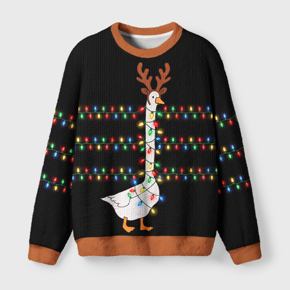 Tokyo-Tiger Funny Christmas Goose Fuzzy Christmas Ugly Sweatshirt