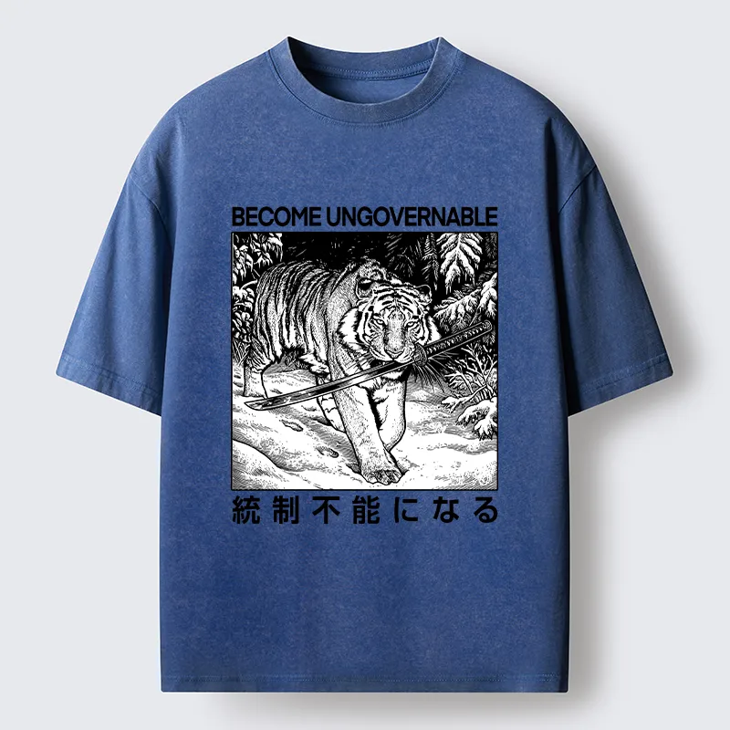 Tokyo-Tiger Sword Tiger Funny Meme Washed T-Shirt