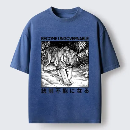 Tokyo-Tiger Sword Tiger Funny Meme Washed T-Shirt