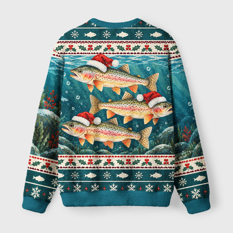 Tokyo-Tiger Santa Hat Trouts Fuzzy Christmas Ugly Sweatshirt