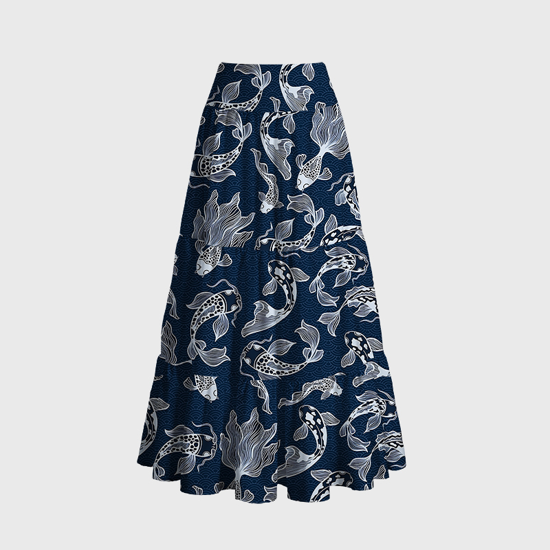 Tokyo-Tiger Japanese Koi Maxi Skirt