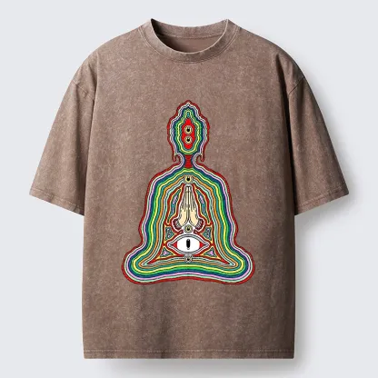 Tokyo-Tiger Colorful Multi Eye Buddha Washed T-Shirt