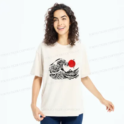 Tokyo-Tiger Japanese Retro Waves Washed T-Shirt
