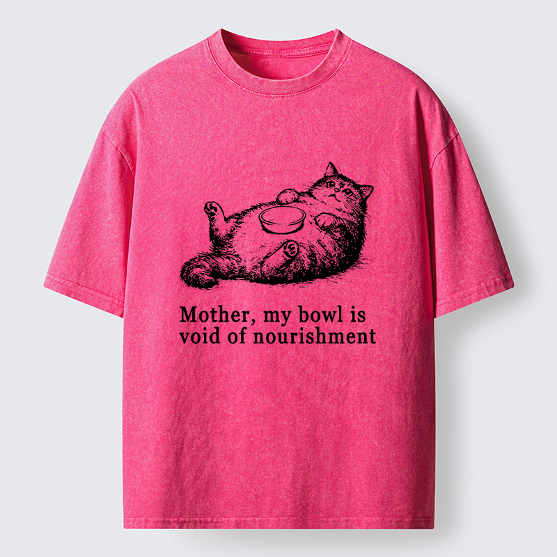 Tokyo‑Tiger Hungry Fat Cat Funny Washed T‑Shirt