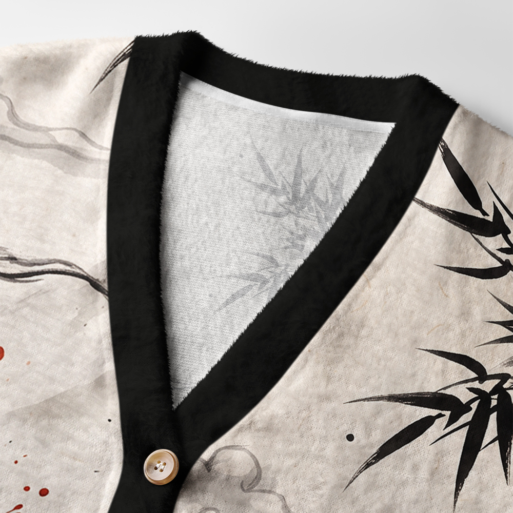 Tokyo-Tiger Retro Samurai Cat Ugly Cardigan Sweater