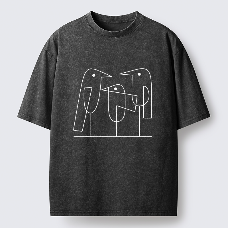Tokyo‑Tiger Minimalist Bird Washed T-Shirt