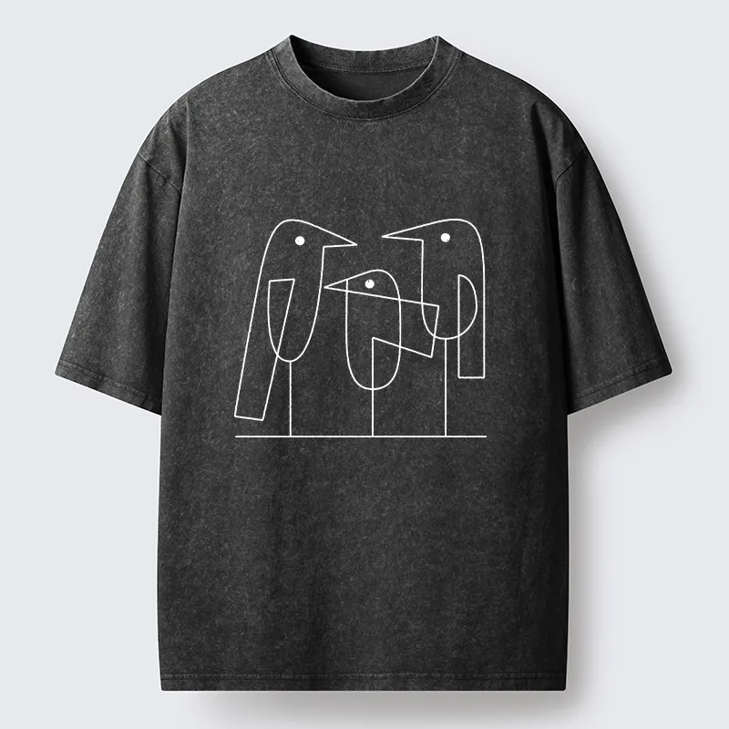 Tokyo‑Tiger Minimalist Bird Washed T-Shirt