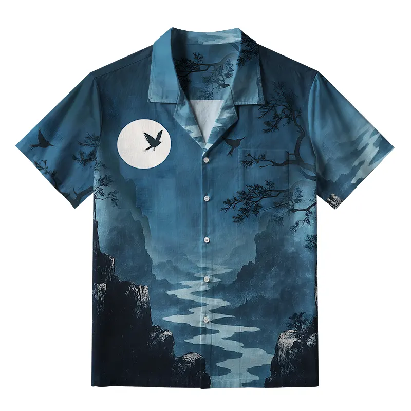 Tokyo-Tiger River Valley Under The Moon Aloha Hawaiian Shirt