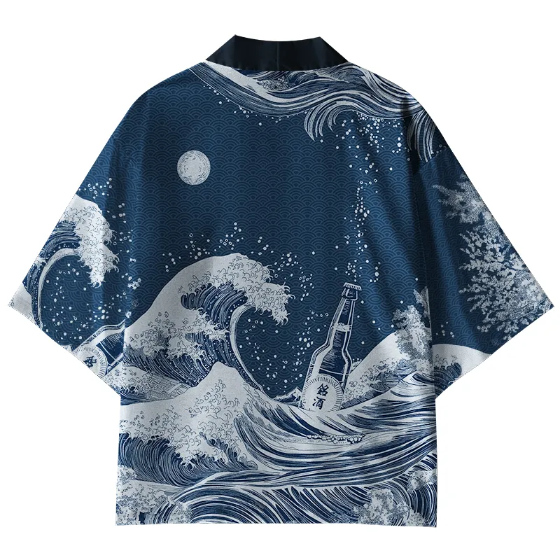 Tokyo-Tiger The Great Wave Off Beer Kimono Cardigan