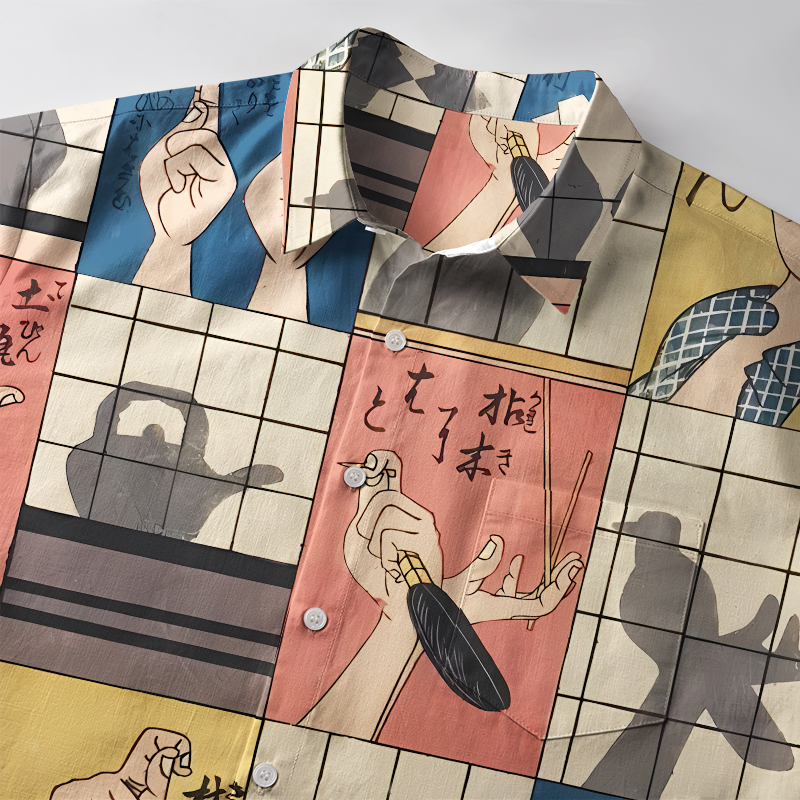 Tokyo-Tiger Interesting Hand Shadow Button-up Shirt