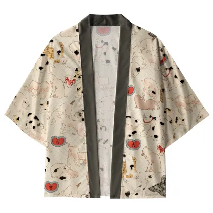 Tokyo-Tiger Cats Frolic Kimono Cardigan