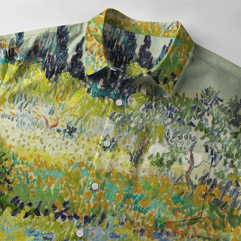 Tokyo-Tiger Black Cat In The Flower Field Button-up Shirt