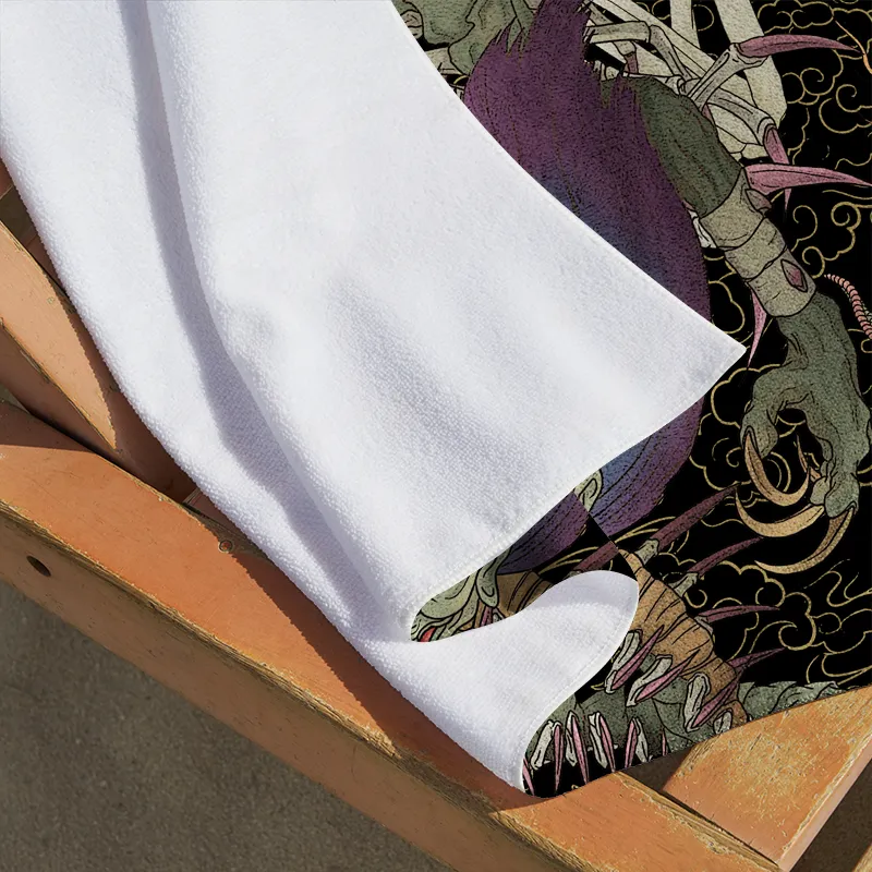 Tokyo-Tiger Japanese Yokai And Skeletons Beach Towel