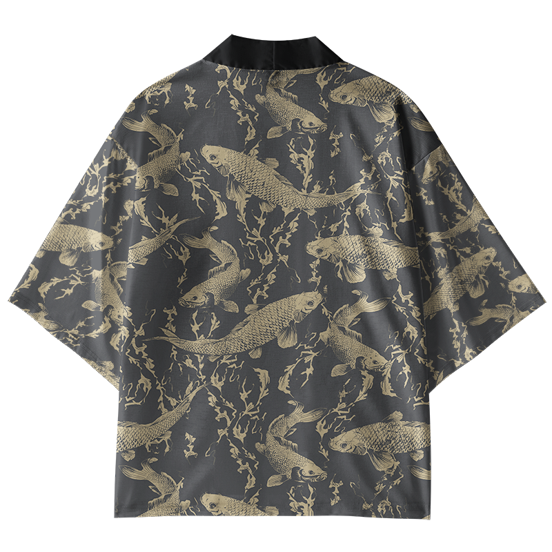 Tokyo-Tiger Vintage Japanese Koi Kimono Cardigan