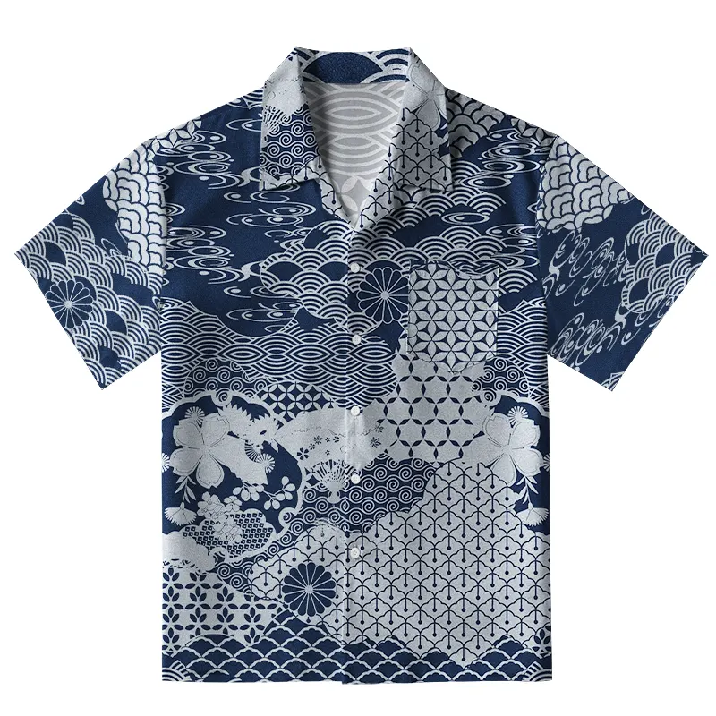 Tokyo-Tiger Elegant Floral Waves Aloha Hawaiian Shirt