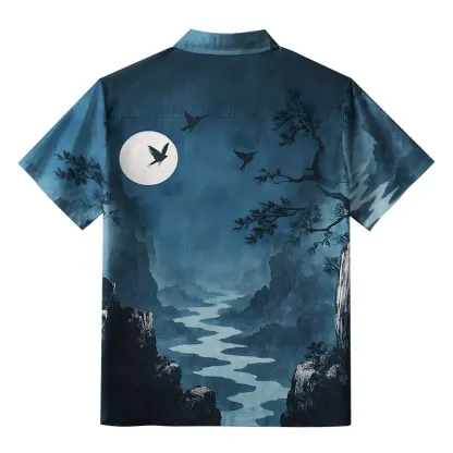 Tokyo-Tiger River Valley Under The Moon Aloha Hawaiian Shirt