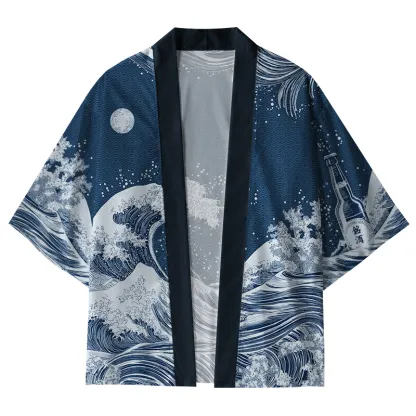 Tokyo-Tiger The Great Wave Off Beer Kimono Cardigan