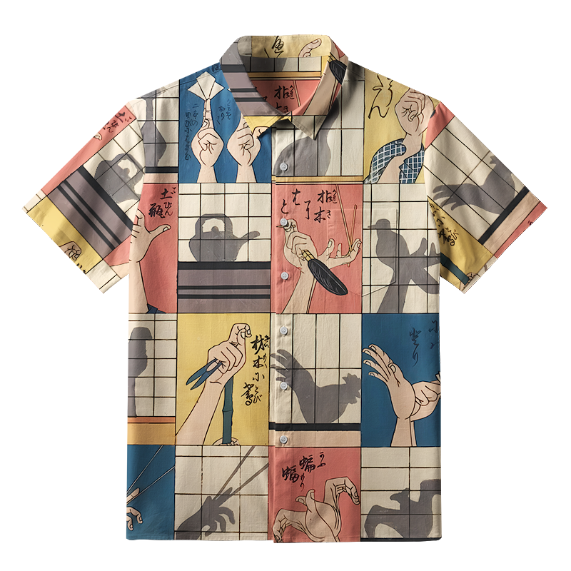 Tokyo-Tiger Interesting Hand Shadow Button-up Shirt