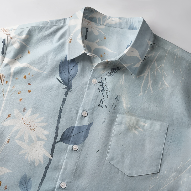 Tokyo-Tiger Serene Botanical Beauty Button-up Shirt