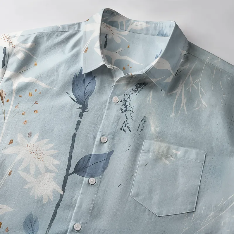 Tokyo-Tiger Serene Botanical Beauty Button-up Shirt