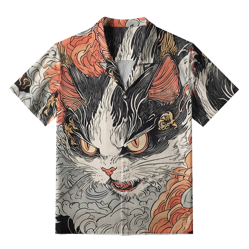 Tokyo-Tiger Cat's Fierce Gaze Aloha Hawaiian Shirt Sale – tokyo-tiger