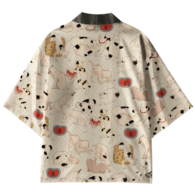 Tokyo-Tiger Cats Frolic Kimono Cardigan