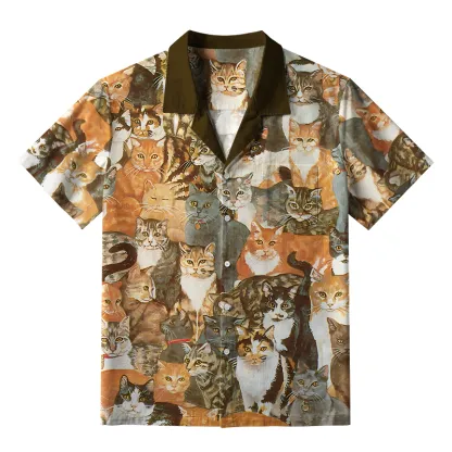 Tokyo-Tiger Oil Painting Art Cats Aloha Hawaiian Shirt