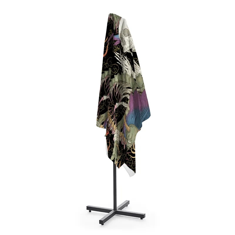 Tokyo-Tiger Japanese Yokai And Skeletons Beach Towel